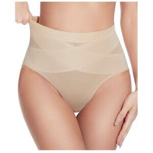 Women Tummy Control Low Rise Shaper Girdle Shapewear Panties Size Small Beige